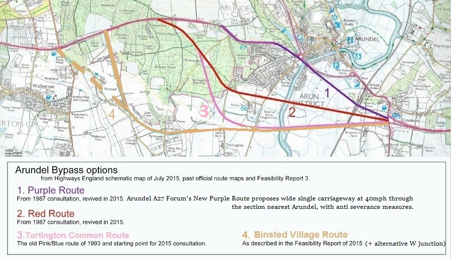 Arundel Bypass Options Highways England Schematic Map